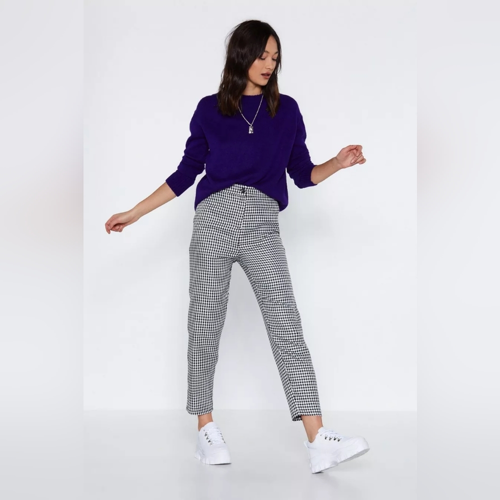 NWT Nasty Gal- Highwaist Houndstooth Trousers